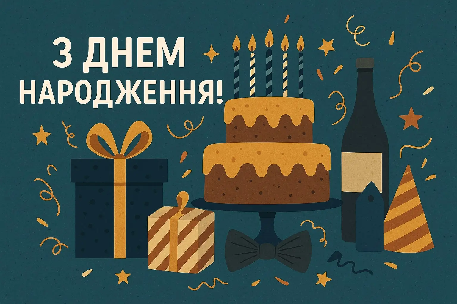 З Днем народження картинки для чоловіка з лаконічним чоловічим привітанням