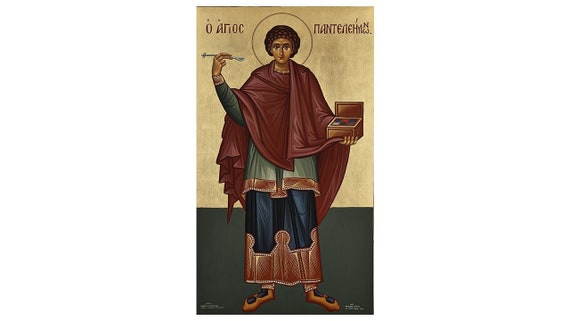 Saint Panteleimon Orthodox Icon, St Panteleimon the Healer, Saint