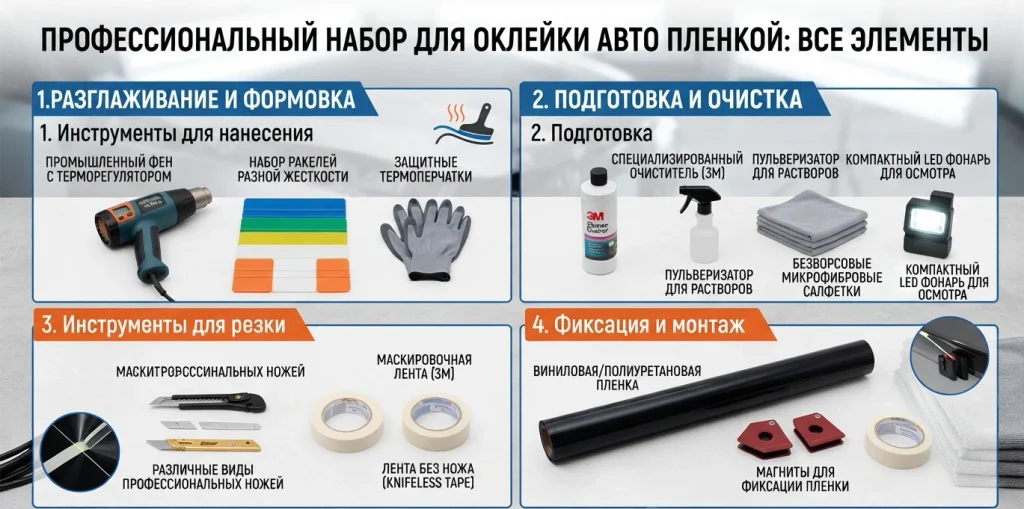 Базовый набор инструментов для оклейки авто пленкой